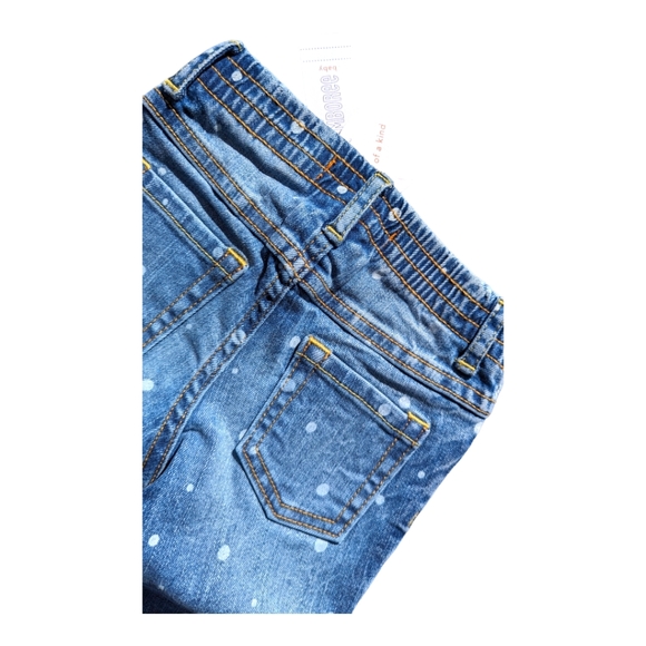 Gymboree Girls 12-18m White Polkadot Dyed Indigo Blue Jeans - Picture 4 of 8
